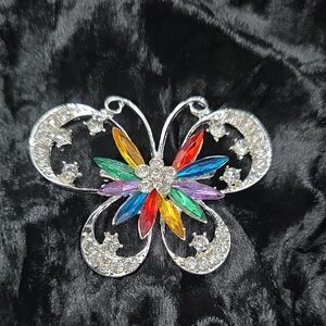 Colorful Butterfly Brooch with Crystals